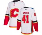 Calgary Flames #41 Mike Smith Authentic White Away Hockey Jersey