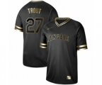 Los Angeles Angels of Anaheim #27 Mike Trout Authentic Black Gold Fashion Baseball Jersey