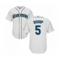 Seattle Mariners #5 Braden Bishop Authentic White Home Cool Base Baseball Player Jersey