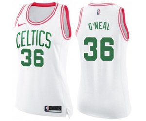 Women\'s Boston Celtics #36 Shaquille O\'Neal Swingman White Pink Fashion Basketball Jersey