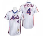 New York Mets #4 Lenny Dykstra Replica White Blue Strip Throwback Baseball Jersey