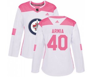 Women Winnipeg Jets #40 Joel Armia Authentic White Pink Fashion NHL Jersey