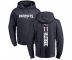 New England Patriots #11 Drew Bledsoe Navy Blue Backer Pullover Hoodie