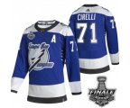 Tampa Bay Lightning #71 Anthony Cirelli Blue Road Authentic 2021 NHL Stanley Cup Final Patch Jersey