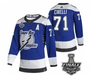 Tampa Bay Lightning #71 Anthony Cirelli Blue Road Authentic 2021 NHL Stanley Cup Final Patch Jersey
