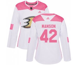 Women Anaheim Ducks #42 Josh Manson Authentic White Pink Fashion Hockey Jersey