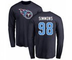 Tennessee Titans #98 Jeffery Simmons Navy Blue Name & Number Logo Long Sleeve T-Shirt