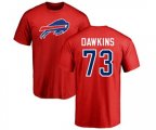 Buffalo Bills #73 Dion Dawkins Red Name & Number Logo T-Shirt
