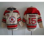 Boston Red Sox #15 Dustin Pedroia Cream Hooded Sweatshirt MLB Jersey