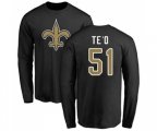 New Orleans Saints #51 Manti Te'o Black Name & Number Logo Long Sleeve T-Shirt