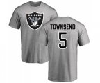 Oakland Raiders #5 Johnny Townsend Ash Name & Number Logo T-Shirt