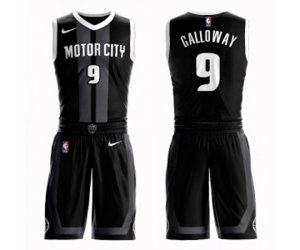 Detroit Pistons #9 Langston Galloway Authentic Black Basketball Suit Jersey - City Edition