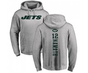 New York Jets #12 Joe Namath Ash Backer Pullover Hoodie