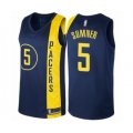 Indiana Pacers #5 Edmond Sumner Authentic Navy Blue Basketball Jersey - City Edition