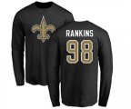New Orleans Saints #98 Sheldon Rankins Black Name & Number Logo Long Sleeve T-Shirt