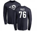Los Angeles Rams #76 Orlando Pace Navy Blue Name & Number Logo Long Sleeve T-Shirt