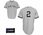 New York Yankees #2 Derek Jeter Authentic Grey Road Autographed Baseball Jersey