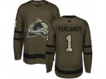 Colorado Avalanche #1 Semyon Varlamov Green Salute to Service Stitched NHL Jersey