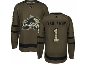 Colorado Avalanche #1 Semyon Varlamov Green Salute to Service Stitched NHL Jersey