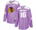 Chicago Blackhawks #16 Marcus Kruger Authentic Purple Fights Cancer Practice NHL Jersey
