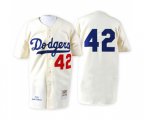 1955 Los Angeles Dodgers #42 Jackie Robinson Authentic White Throwback Baseball Jersey
