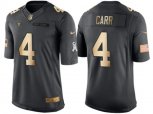 Oakland Raiders #4 Derek Carr Anthracite 2016 Christmas Day Gold NFL Limited Salute to Service Jersey