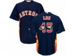 Houston Astros #45 Carlos Lee Authentic Navy Blue Team Logo Fashion Cool Base MLB Jersey