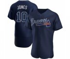 Atlanta Braves #10 Chipper Jones Navy Authentic Alternate Team Name Jersey