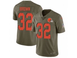 Cleveland Browns #32 Jim Brown Limited Olive 2017 Salute to Service NFL Jersey