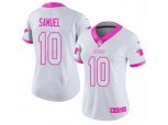 Women Carolina Panthers #10 Curtis Samuel Limited White Pink Rush Fashion NFL Jersey