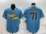Milwaukee Brewers #71 Josh Hader Blue 2022 City Connect Cool Base Stitched Jersey