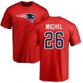 New England Patriots #26 Sony Michel Red Name & Number Logo T-Shirt