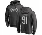 New York Jets #91 Bronson Kaufusi Ash One Color Pullover Hoodie