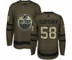 Edmonton Oilers #58 Anton Slepyshev Authentic Green Salute to Service NHL Jersey
