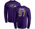 Baltimore Ravens #97 Michael Pierce Purple Name & Number Logo Long Sleeve T-Shirt