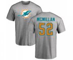 Miami Dolphins #52 Raekwon McMillan Ash Name & Number Logo T-Shirt
