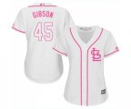 Women's St. Louis Cardinals #45 Bob Gibson Replica White Fashion Cool Base Baseball Jersey
