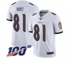 Baltimore Ravens #81 Hayden Hurst White Vapor Untouchable Limited Player 100th Season Football Jersey