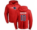 New England Patriots #10 Josh Gordon Red Name & Number Logo Pullover Hoodie