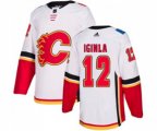 Calgary Flames #12 Jarome Iginla Authentic White Away Hockey Jersey