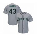 Seattle Mariners #43 Art Warren Authentic Grey Road Cool Base Baseball Player Jersey