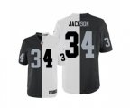 Oakland Raiders #34 Bo Jackson Elite Black White Split Fashion Football Jersey