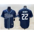 Tennessee Titans #22 Derrick Henry Navy With Patch Cool Base Stitched Baseball Jersey