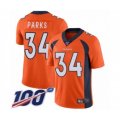 Denver Broncos #34 Will Parks Orange Team Color Vapor Untouchable Limited Player 100th Season Football Jersey