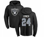 Oakland Raiders #24 Marshawn Lynch Black Name & Number Logo Pullover Hoodie