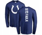Indianapolis Colts #28 Marshall Faulk Royal Blue Backer Long Sleeve T-Shirt