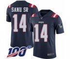 New England Patriots #14 Mohamed Sanu Sr Limited Navy Blue Rush Vapor Untouchable 100th Season Football Jersey