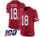 San Francisco 49ers #18 Dante Pettis Red Team Color Vapor Untouchable Limited Player 100th Season Football Jersey
