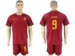 Roma #9 Dzeko Red Home Soccer Club Jersey