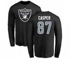 Oakland Raiders #87 Dave Casper Black Name & Number Logo Long Sleeve T-Shirt